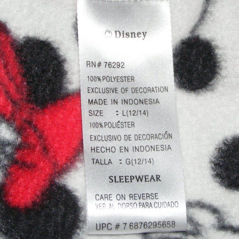 DISNEY Minnie Mouse Pajama Top, L, White Polka Dots, Minnie all over, Buttons LS - Picture 10 of 11